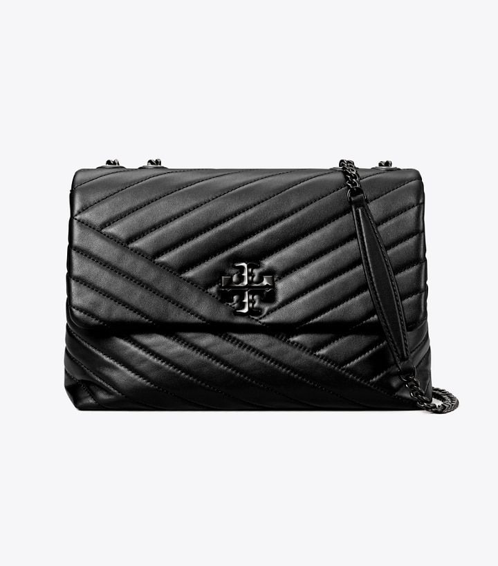 Black Silver Tory Burch Kira Chevron Convertible Women's Shoulder Bags | AU9768054