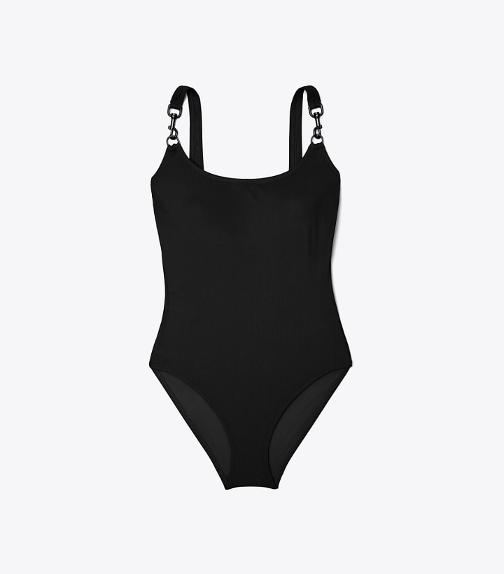 Black Tory Burch Clip Tank Swimsuit, Black Hardware Women\'s Swimsuit | AU0768523