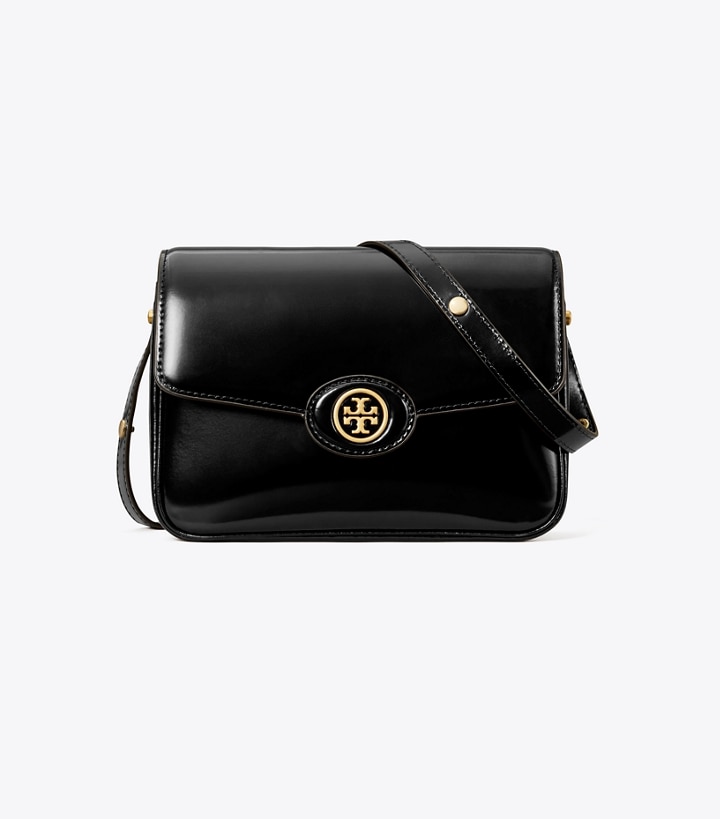 Black Tory Burch Robinson Spazzolato Convertible Women's Shoulder Bags | AU9401735