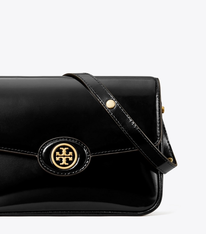 Black Tory Burch Robinson Spazzolato Convertible Women's Shoulder Bags | AU9401735