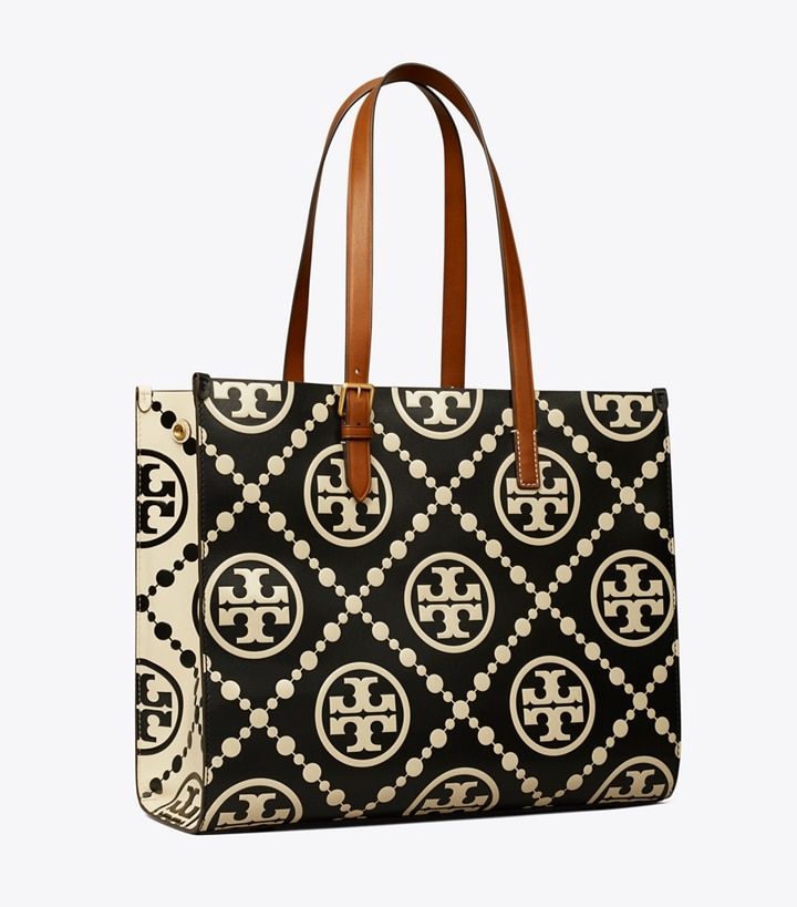 Black Tory Burch T Monogram Contrast Embossed Women\'s Tote Bags | AU9480257