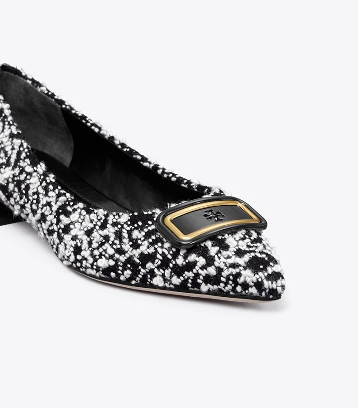 Black White Perfect Black Tory Burch Georgia Pointed Toe Women's Flats | AU9864207