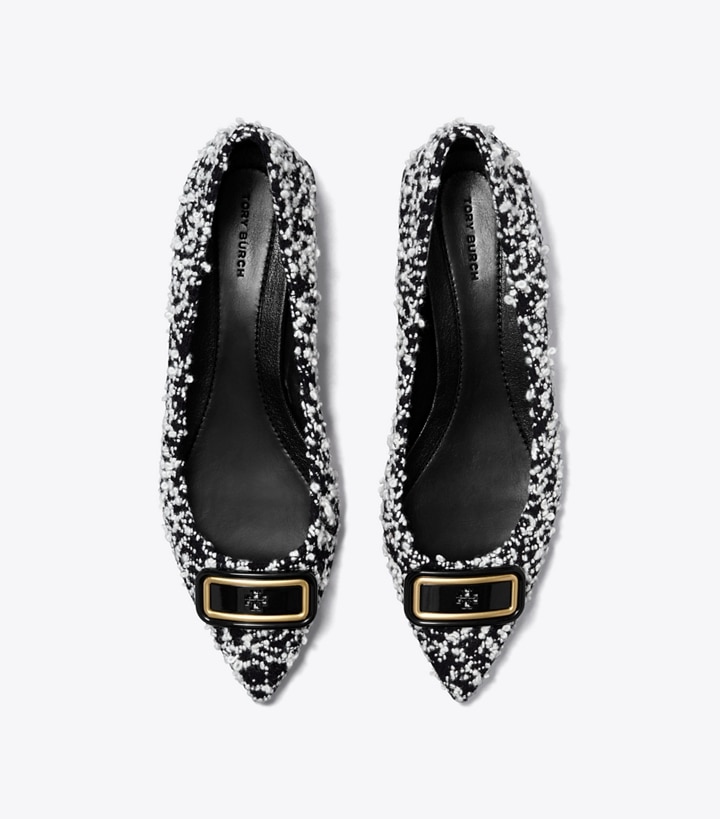 Black White Perfect Black Tory Burch Georgia Pointed Toe Women's Flats | AU9864207