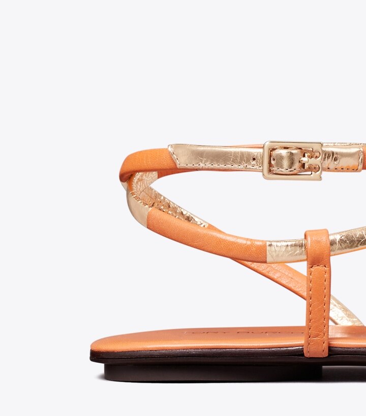 Citrus Juice Rose Gold Tory Burch Split Mignon Multi-strap Women's Sandals | AU7395081