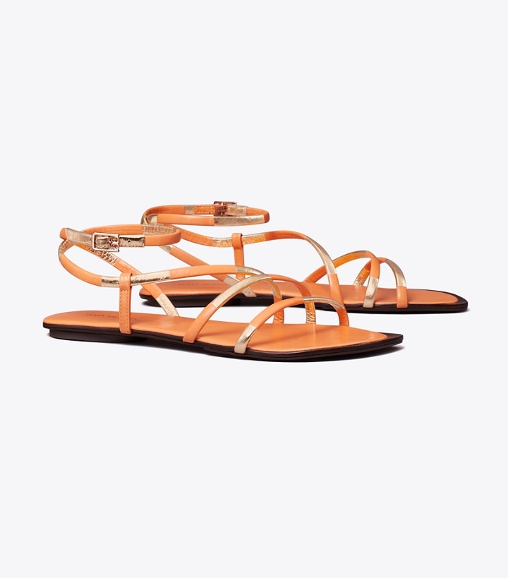 Citrus Juice Rose Gold Tory Burch Split Mignon Multi-strap Women\'s Sandals | AU7395081