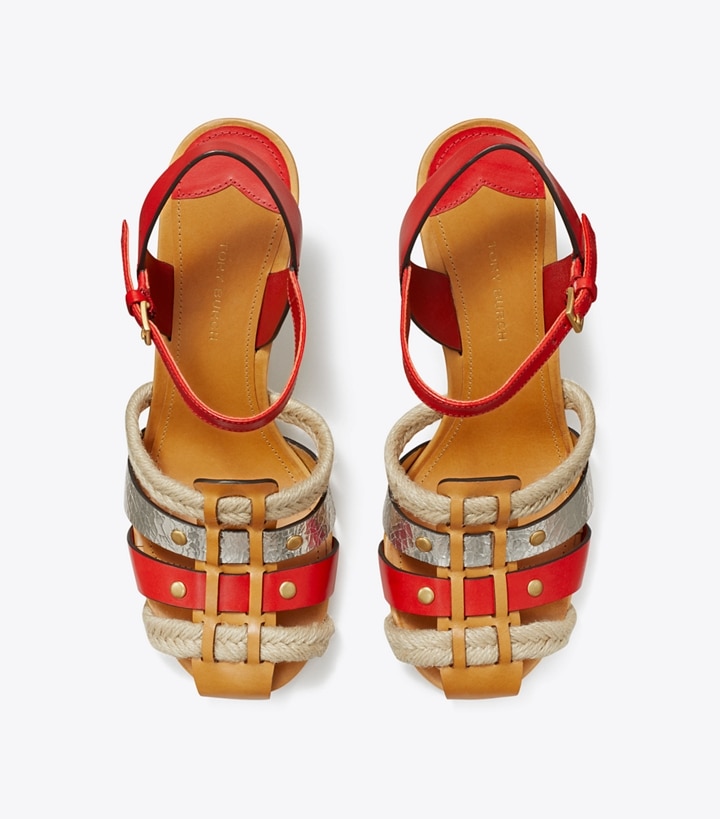 Fiesta Platino Brandy Tory Burch Fisherman Heel Women's Sandals | AU2681970