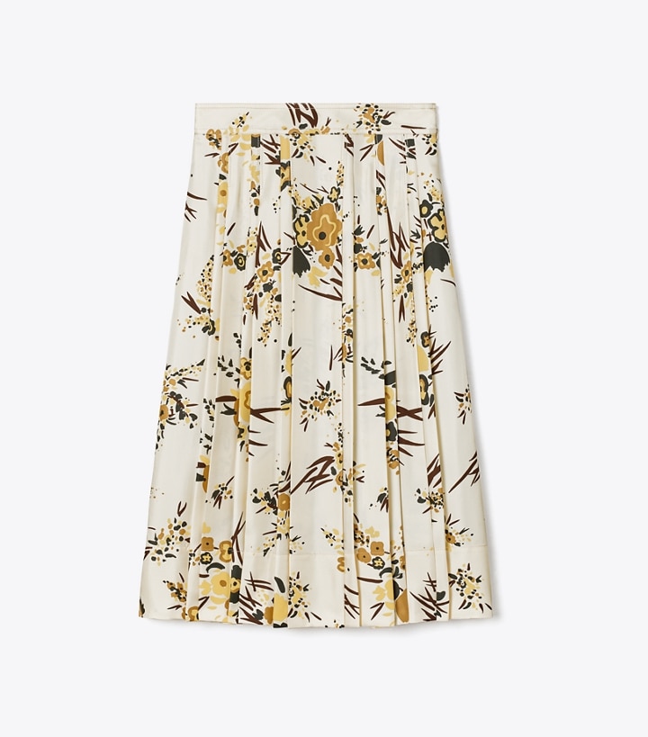 French Cream Multi Tory Burch Printed Silk Pleated Women\'s Skirts | AU1367852