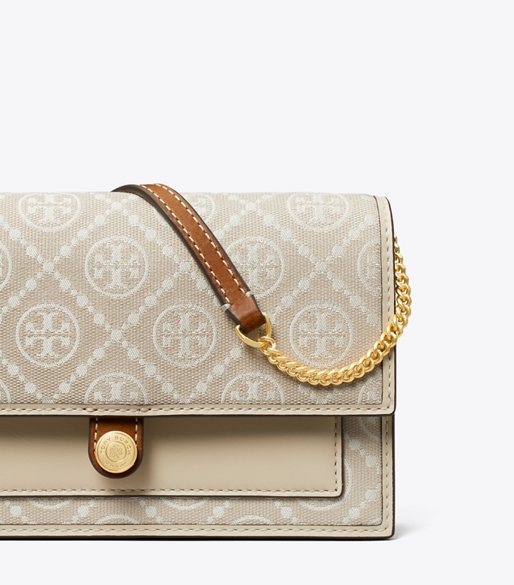 Ivory Tory Burch T Monogram Jacquard Wallet Crossbody Women's Mini Bags | AU0189732