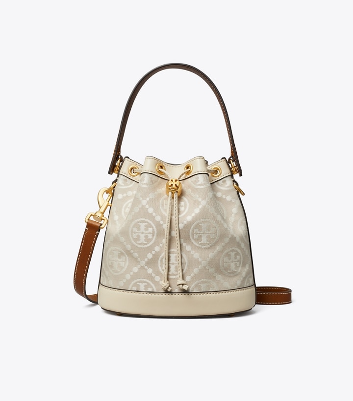 Ivory Tory Burch T Monogram Women's Bucket Bags | AU3529076