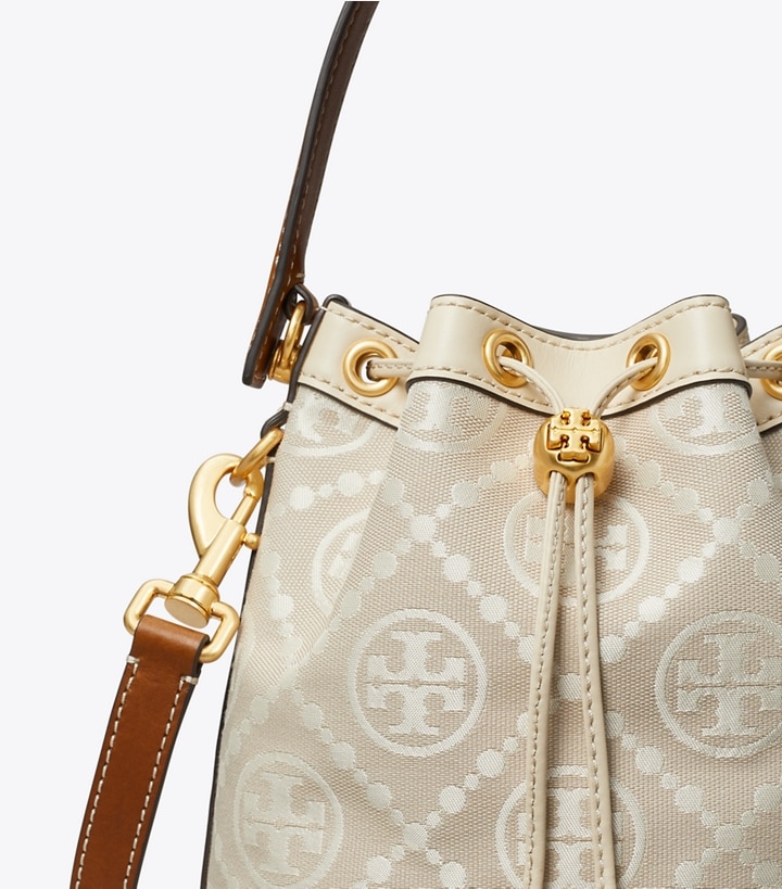 Ivory Tory Burch T Monogram Women's Bucket Bags | AU3529076