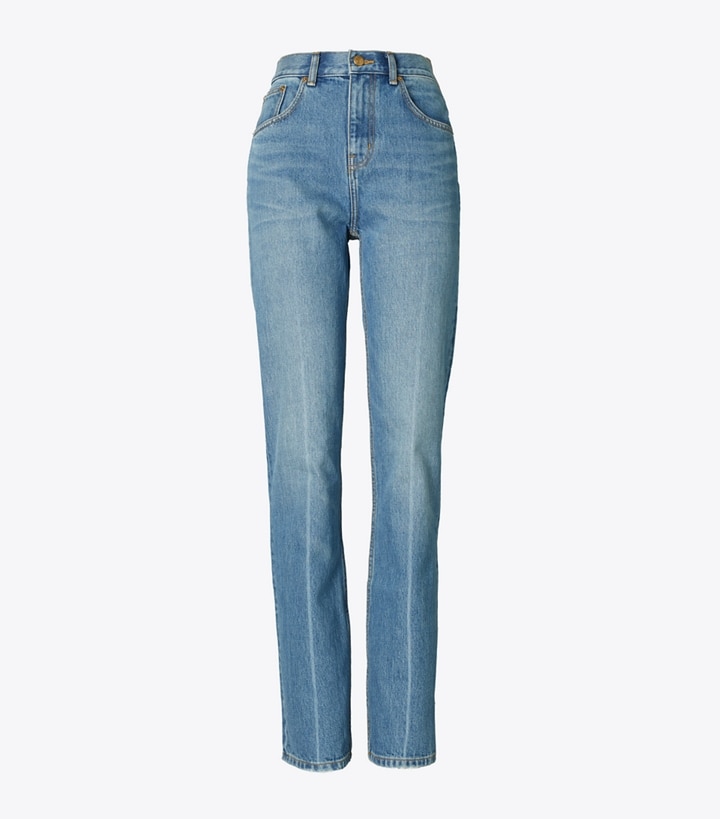 Light Crease Wash Tory Burch High-rise Slim Straight Women\'s Jeans | AU1027863