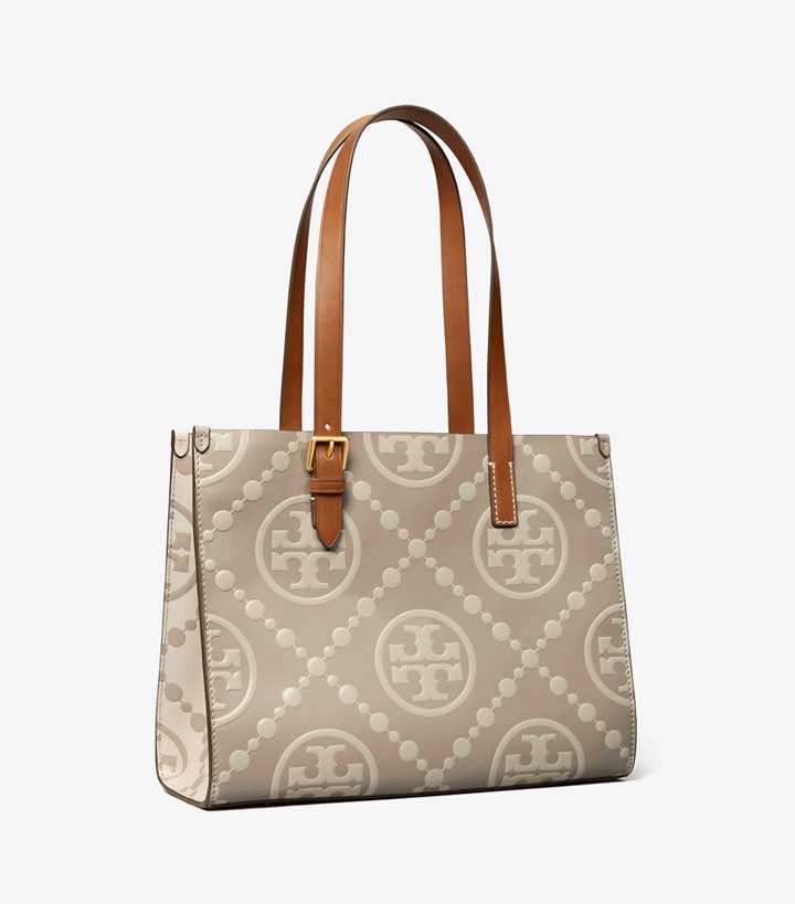 Longan New Cream Tory Burch Small T Monogram Contrast Embossed Women\'s Tote Bags | AU2695380