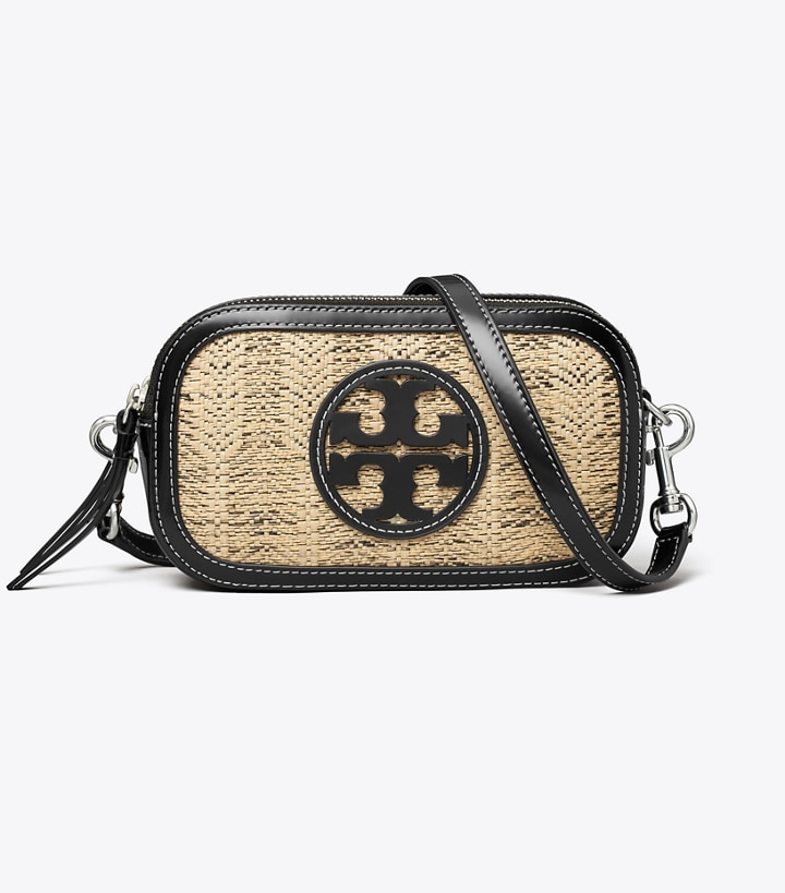 Natural Black Tory Burch Mini Miller Linen Women's Crossbody Bags | AU4372890