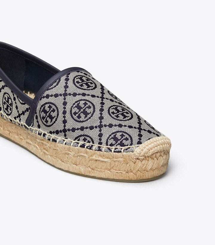 Navy Logo Jacquard Perfect Navy Tory Burch T Monogram Platform Women's Espadrilles | AU2640179