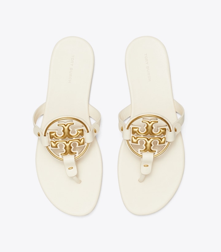 New Cream Gold Tory Burch Metal Miller Soft Women's Sandals | AU8962451