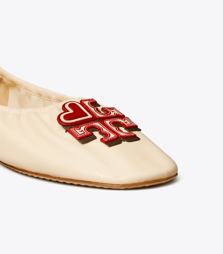 New Cream Tory Burch Heart Women's Ballets | AU3061598