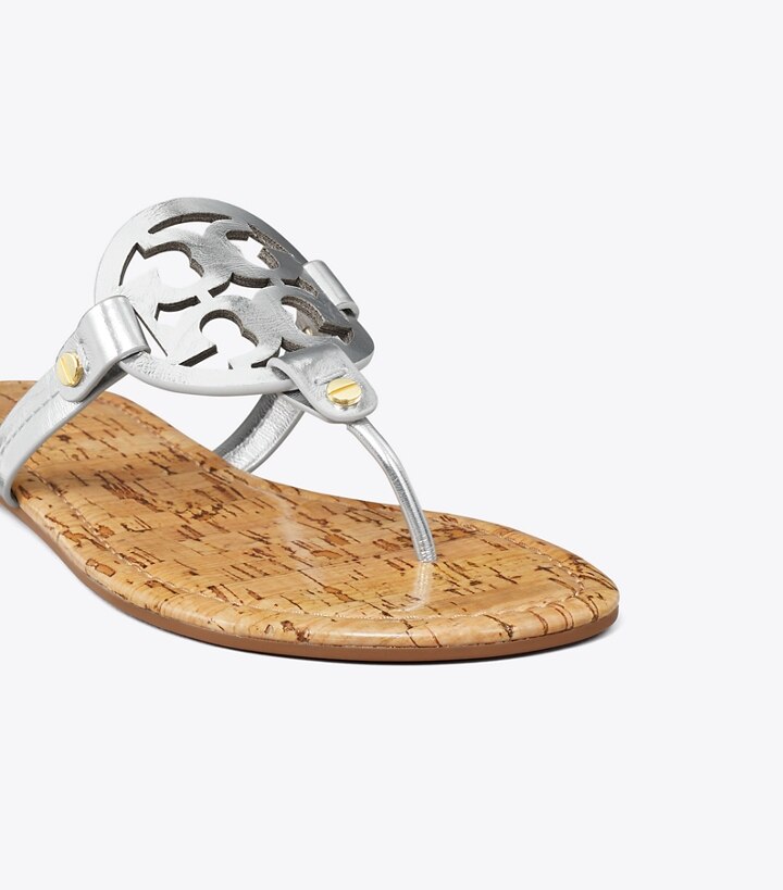 Silver Natural Tory Burch Miller Sandal, Leather Women's Sandals | AU9245810