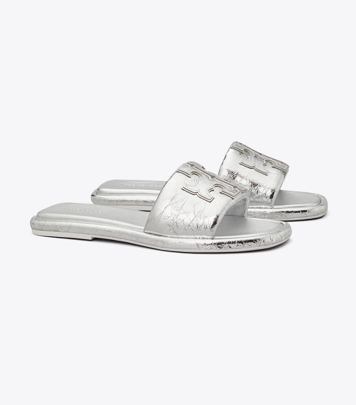 Silver Tory Burch Double T Sport Women\'s Slide | AU1957340