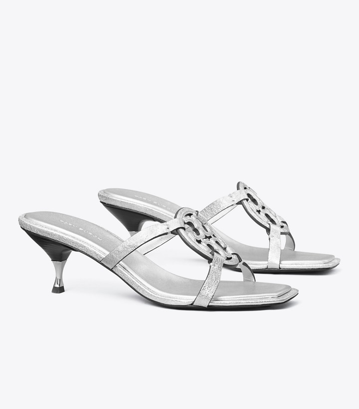 Silver Tory Burch Miller Bombé Low Heel Women\'s Sandals | AU7824019