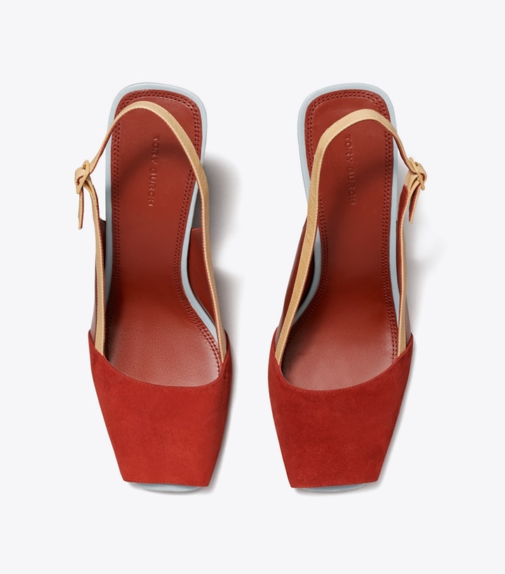 Smoked Paprika Beige Smoked Paprika Tory Burch Marquetry Block Women's Heels | AU8365972