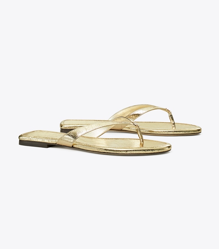 Spark Gold Tory Burch Classic Women\'s Flip Flops | AU5917486