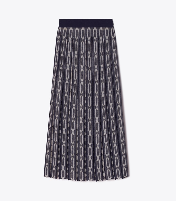 Tory Navy / French Cream Tory Burch Knit Jacquard Women\'s Skirts | AU4281397