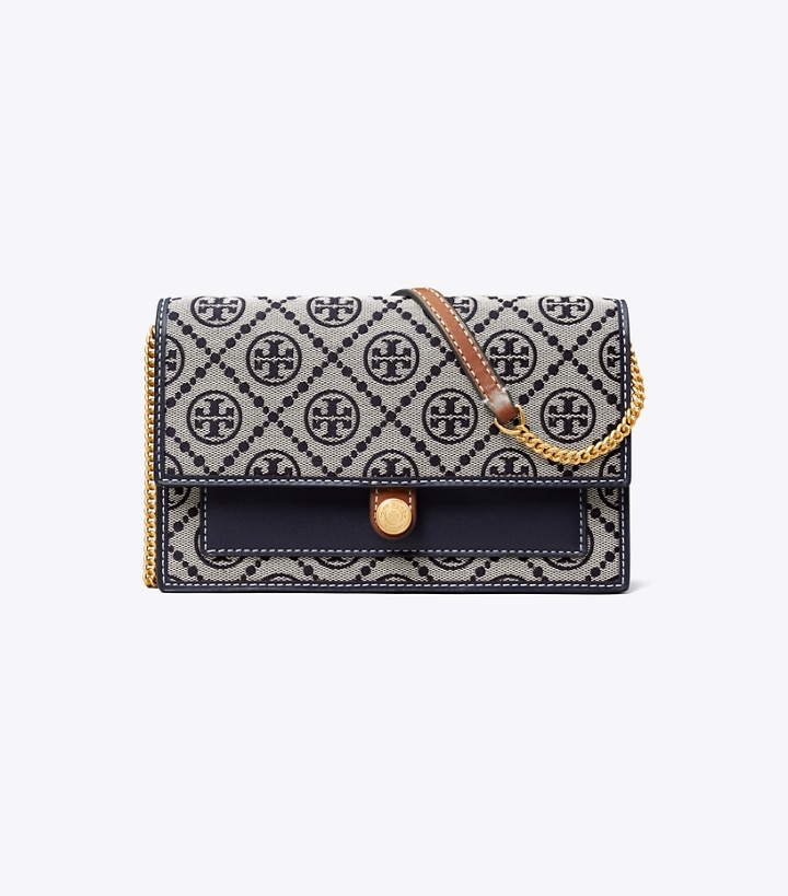 Tory Navy Tory Burch T Monogram Jacquard Wallet Crossbody Women's Mini Bags | AU9375082