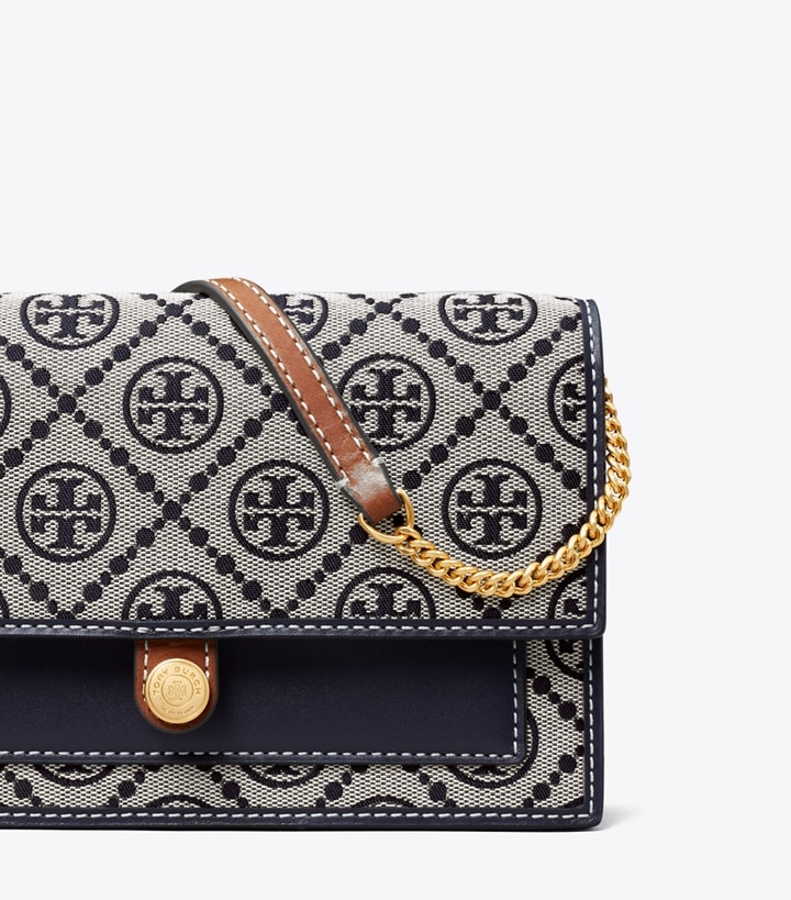 Tory Navy Tory Burch T Monogram Jacquard Wallet Crossbody Women's Mini Bags | AU9375082