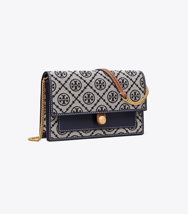 Tory Navy Tory Burch T Monogram Jacquard Wallet Crossbody Women\'s Mini Bags | AU9375082