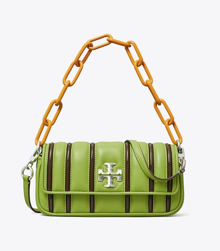 Wild Leaves Kona Brown Tory Burch Small Kira Bombé Stripe Flap Women's Shoulder Bags | AU2970641