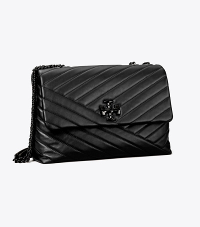 Black Silver Tory Burch Kira Chevron Convertible Women's Shoulder Bags | AU9768054