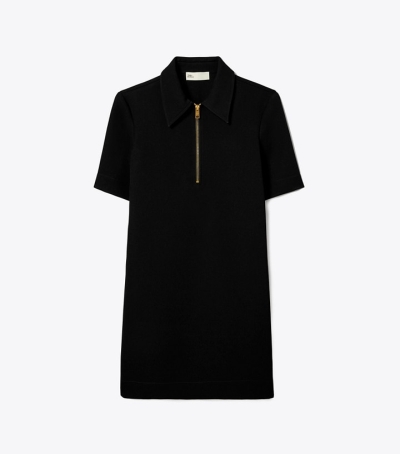 Black Tory Burch Crepe Polo Women's Dresses | AU8790263