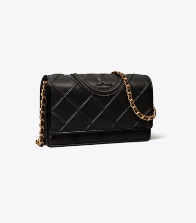 Black Tory Burch Fleming Soft Chain Wallet Women's Mini Bags | AU2435169