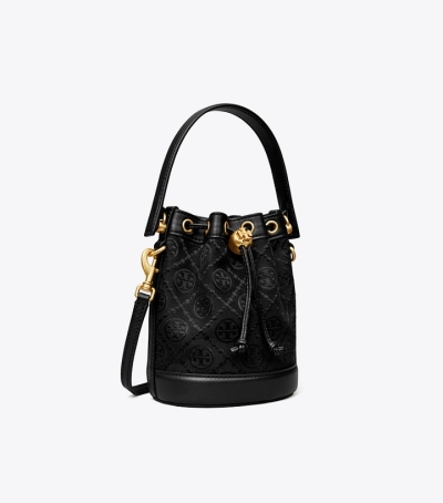 Black Tory Burch Mini T Monogram Women's Bucket Bags | AU0851729