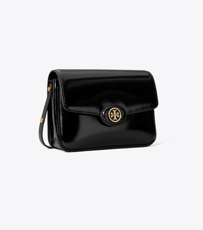 Black Tory Burch Robinson Spazzolato Convertible Women's Shoulder Bags | AU9401735