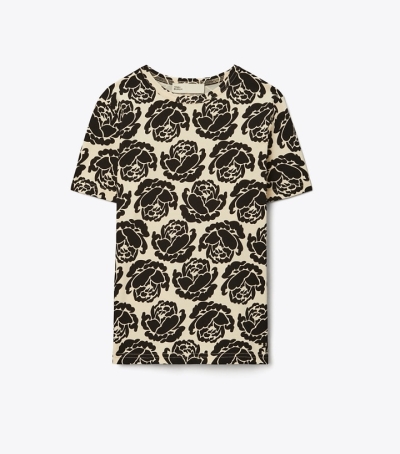 Black Tory Burch Rose Women's T Shirts | AU0527864