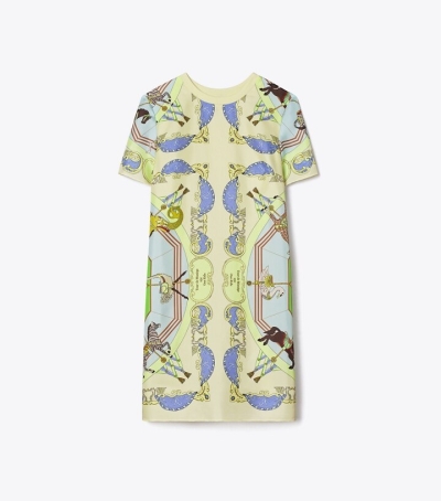 Blue Multi Tory Burch Silk-front T-shirt Women's Dresses | AU3169547