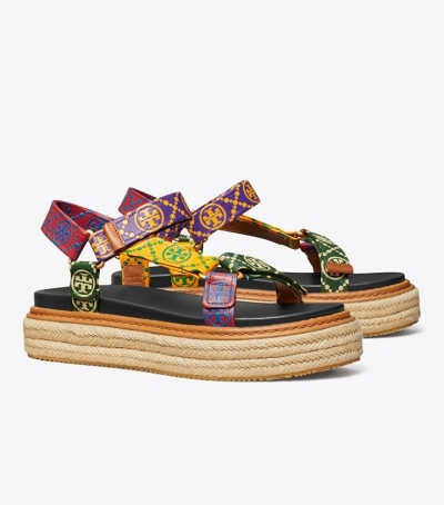 Bourbon Coco Bourbon Tory Burch T Monogram Rope Sport Sandal Women's Espadrilles | AU2165034