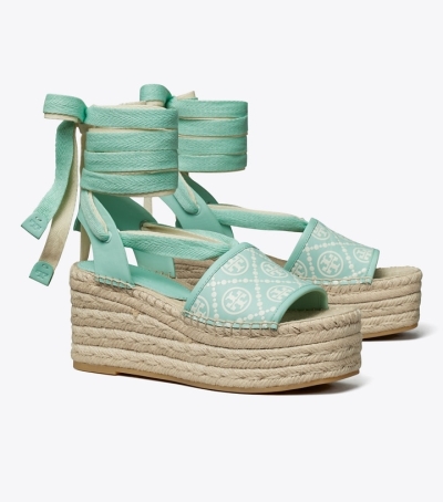 Caribbean Mist Tory Burch T Monogram Wedge Women's Espadrilles | AU8140372