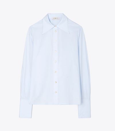 Crisp Blue Tory Burch Cotton Poplin Women's Shirts | AU9413860