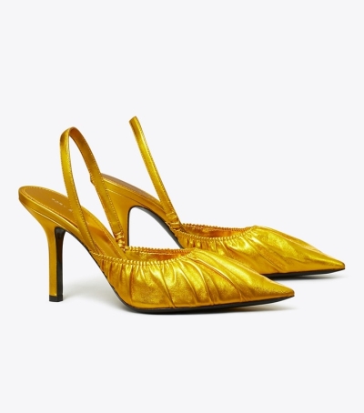 Gold Tory Burch Runway Slingback Pump Women's Heels | AU5423807