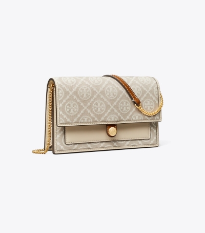 Ivory Tory Burch T Monogram Jacquard Wallet Crossbody Women's Mini Bags | AU0189732