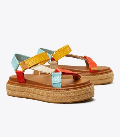 Light Blue Peachy Soft Serve Tory Burch T Monogram Rope Sport Sandal Women's Espadrilles | AU1472386