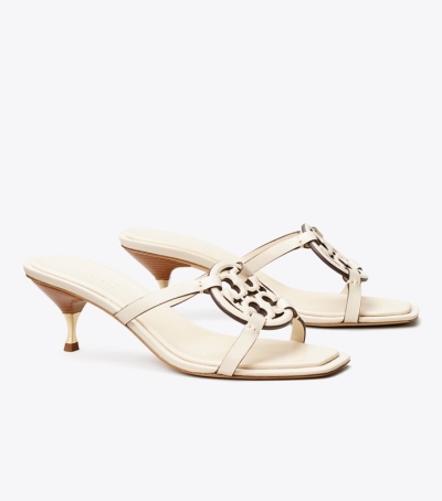 Light Cream Tory Burch Miller Bombé Low Heel Women's Sandals | AU4591076