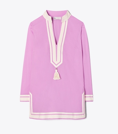 Mallow Pink Tory Burch Cotton Tory Tunic Women's Coverups | AU5692470