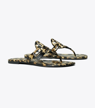 Natural Leopard Tory Burch Miller Sandal, Printed Patent Leather Women's Sandals | AU8461023