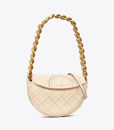 New Cream Tory Burch Mini Fleming Soft Women's Crescent Bags | AU6103924