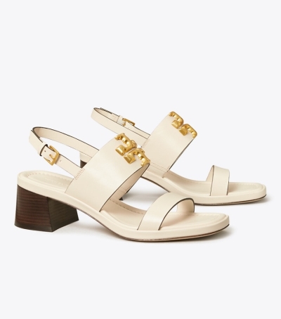 New Ivory Tory Burch Eleanor Heel Women's Sandals | AU4208617