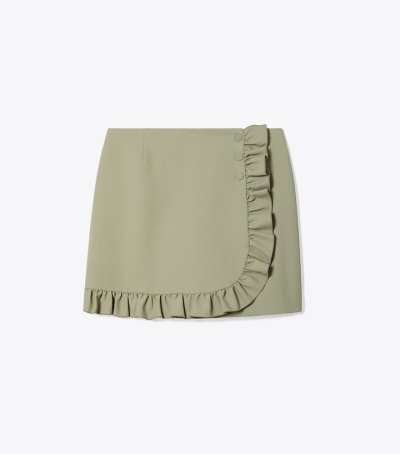 Olive Grey Tory Burch Tech Twill Ruffle Skort Women's Skort | AU0153762