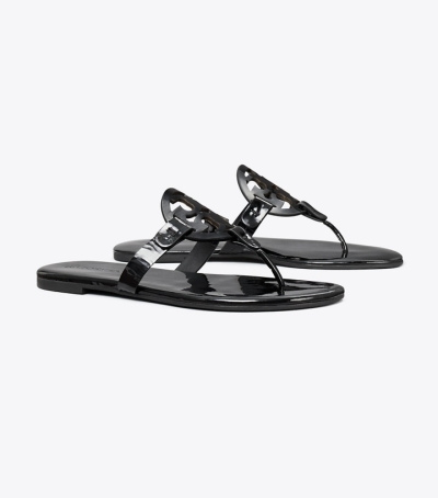 Perfect Black Tory Burch Miller Soft Patent Leather Women's Sandals | AU9254036